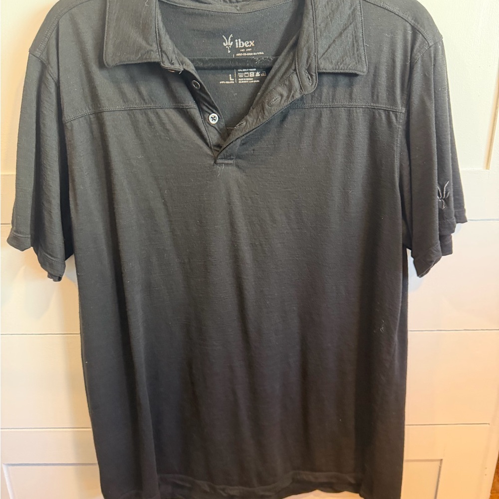 Ibex Men's Wool Charcoal Polo Shirt